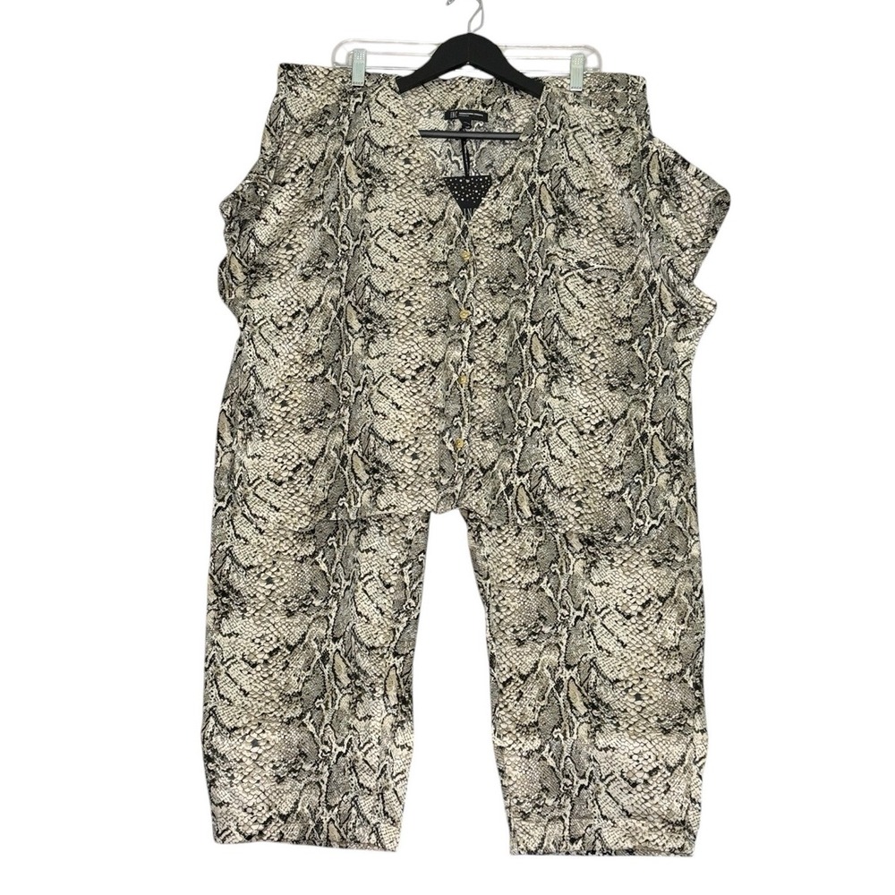 Inc Women's Printed‎ Matte Satin Pajama Set Snake Skin Size XXL